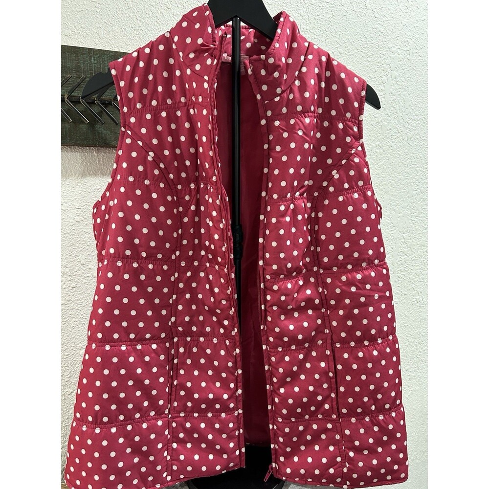 Woman Within  Pink polka Dot light weight Quilted Vest Women’s Plus Size M